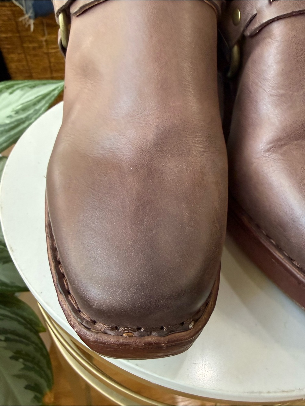 BORN Hudson Women’s 9M Brown Leather Platform Slingback Clogs Chunky Heel - Picture 7 of 16
